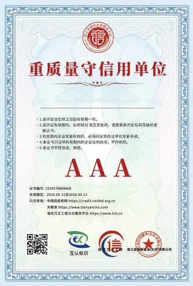 重质量守信用单位