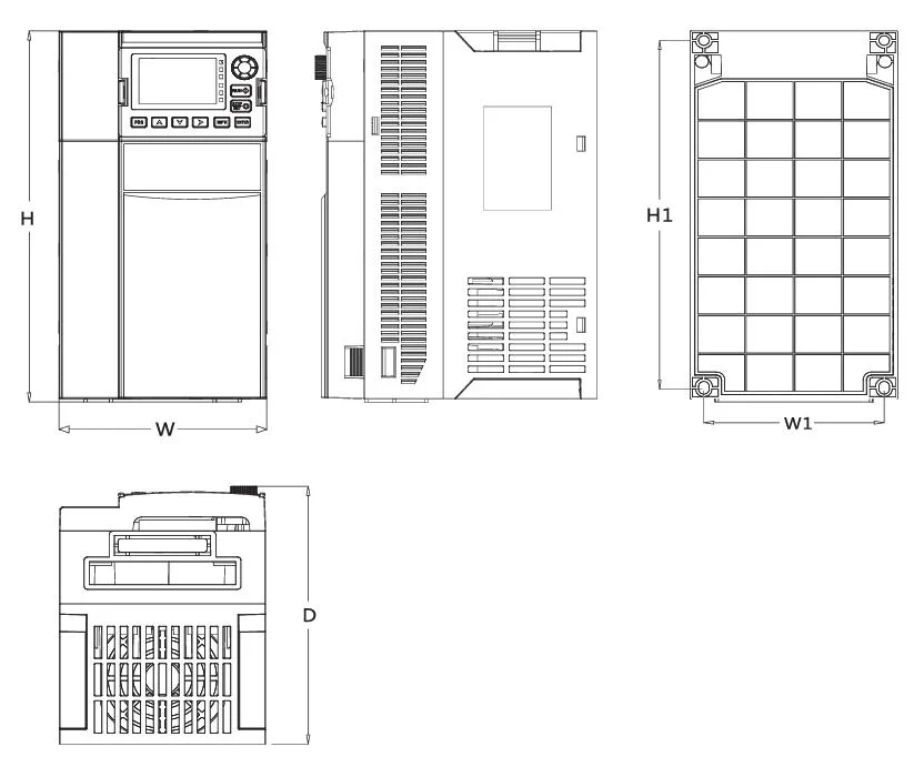 SKF800 Series Vector Inverter Appearance and Installation Dimension Diagram - SKF800 Series Vector Inverter Appearance and Installation Dimension Diagram
