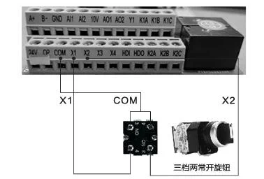 SKF8000 Series Vector Inverter External Three-speed Switch Forward and Reverse Wiring Diagram - SKF8000 Series 0.75~37KW Vector Inverter External Three-speed Knob Switch Forward and Reverse Wiring Diagram