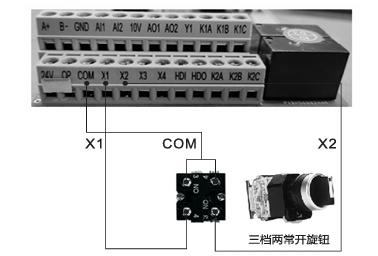 SKF8000系列矢量变频器外接三档开关正反转接线图